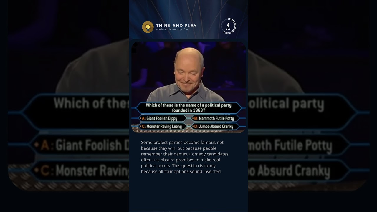 Which Of These Ridiculous Political Parties Is Actually Real? 🤯 #quiz #millionaire #trivia #tvshow
