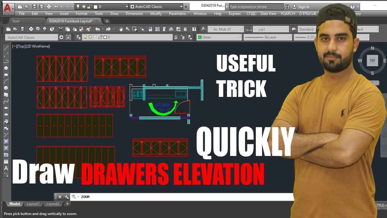Quickly draw Cabinets Elevation In Autocad with YQarch Plugin