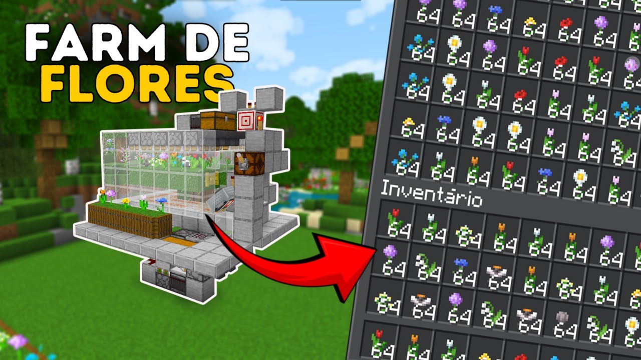 FARM DE FLORES E CORANTES INFINITOS 1.21+  MINECRAFT BEDROCK 😱❤️#bedrock   #pe #corante  #flores