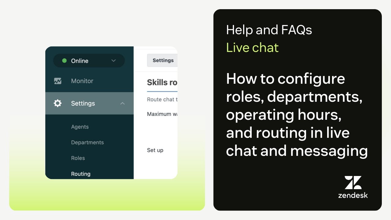 How to configure roles, departments, operating hours, and routing in live chat and messaging