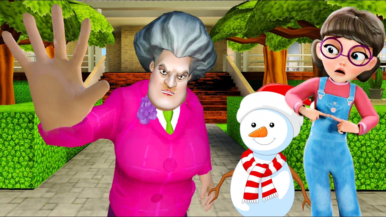 Scary Teacher 3D | Miss T Succeed To Stop Tani From Building Snowman In 2024