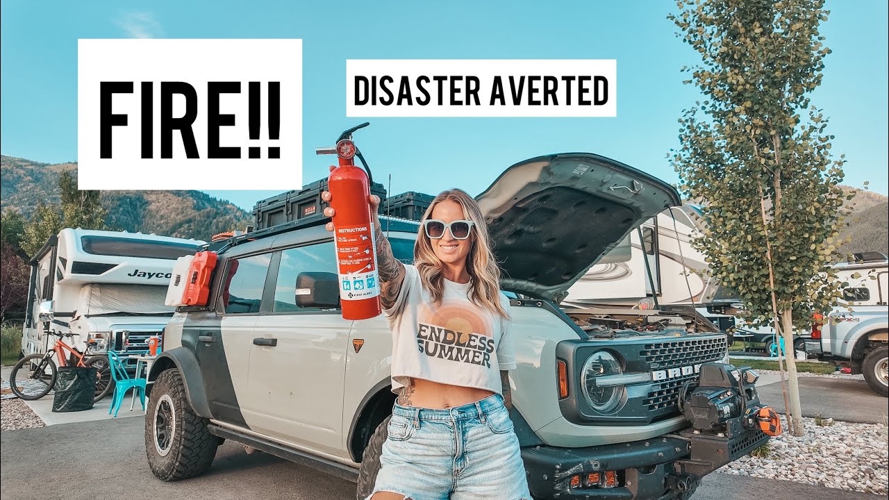 FIRE!!! Ford Bronco flat tow Blue Ox travel day when it all goes wrong