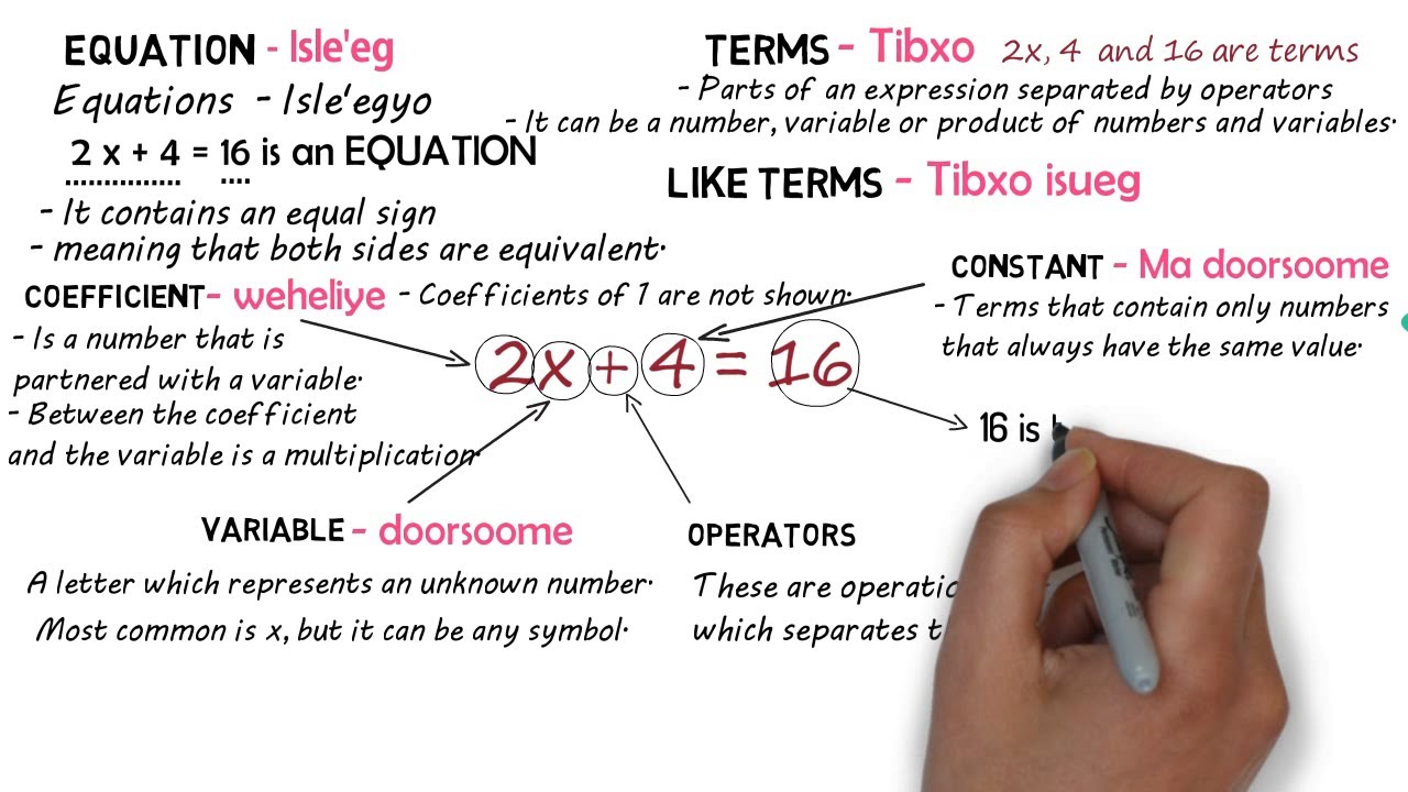 Barashada Xisaabta - Algebra - Casharka 2aad - Algebra Terminology