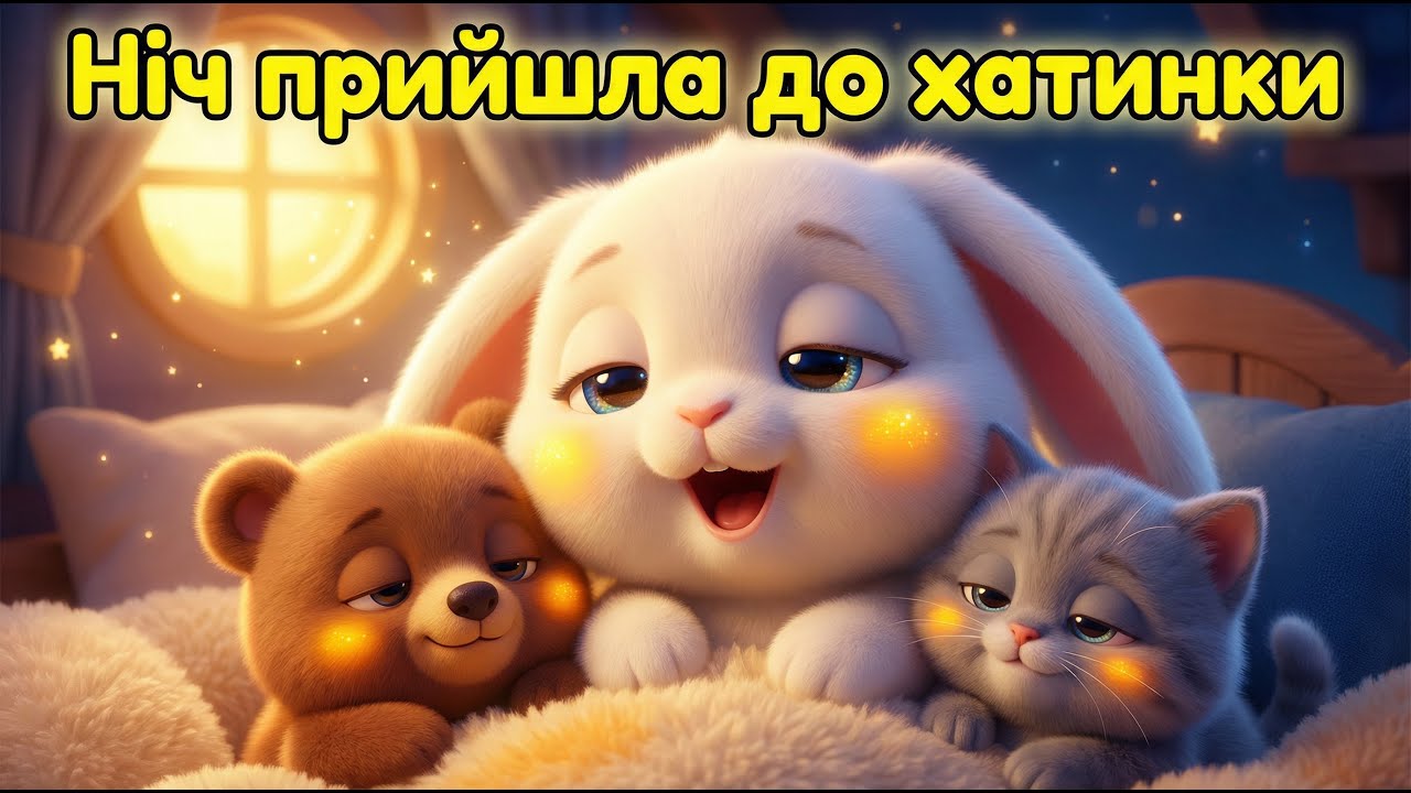 Ніч прийшла до хатинки 🌙✨ Люлі-люлі, бай! 🐰🐻😽 Солодка колискова для малюків 💤❤️