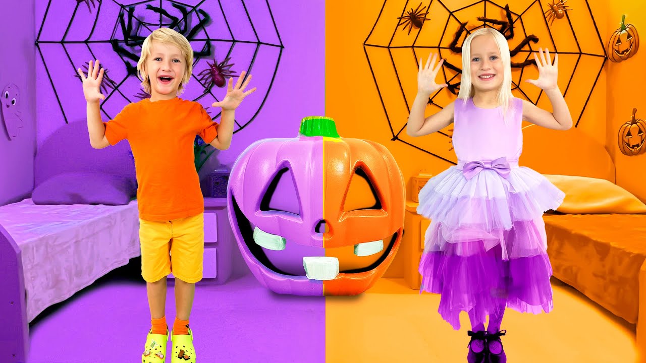 Purple vs Orange Halloween Challenge with Katya and Dima