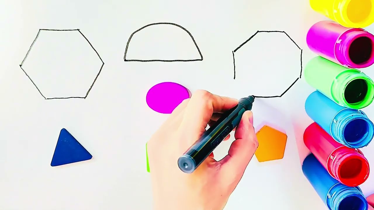 Learn 2D Shapes with Drawing and Coloring | Kids Art & Creativity Time 💛