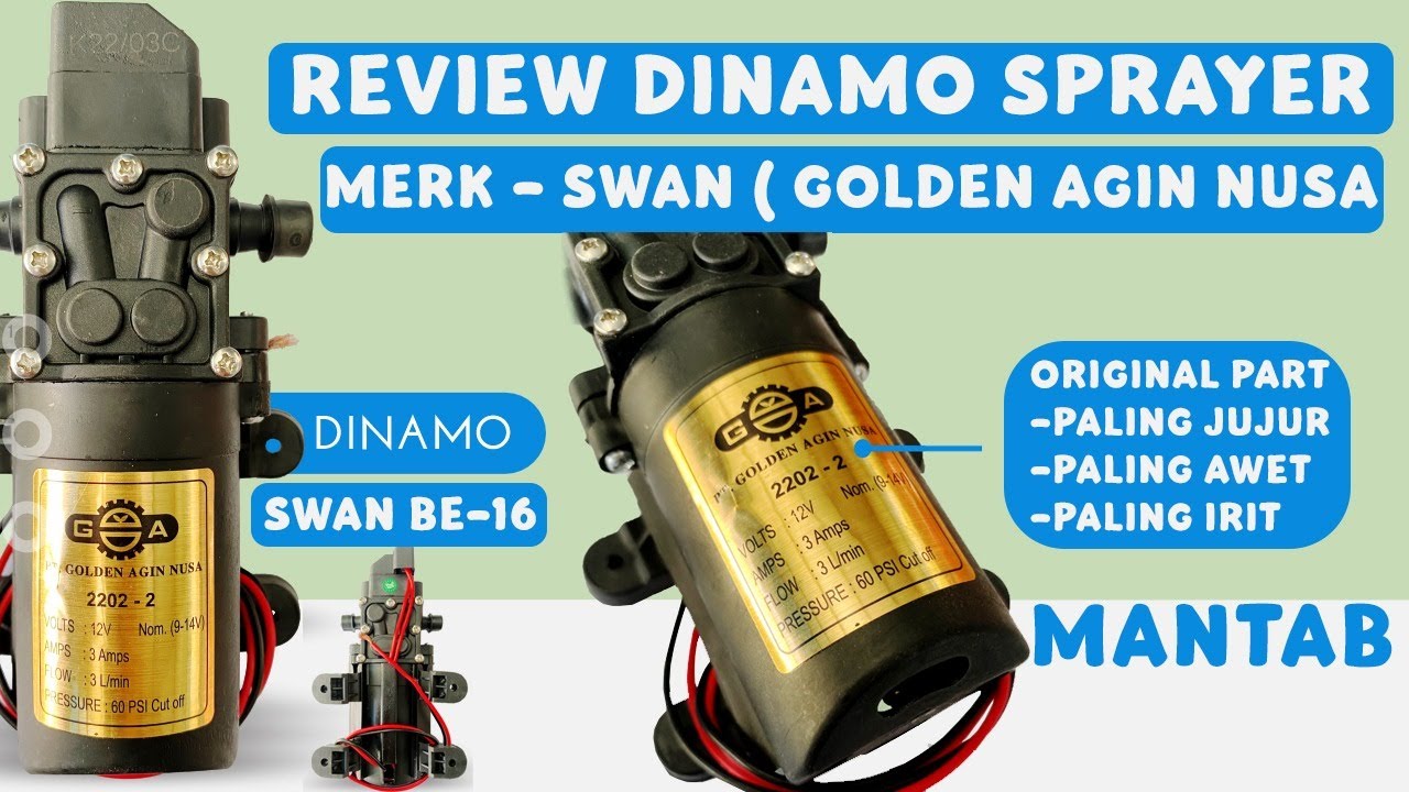 Review Dinamo  Motor Pompa Sprayer Swan F-16 BE-16 60 psi 2202-2  2.2A 3 LPM Kelebihan Kekurangan