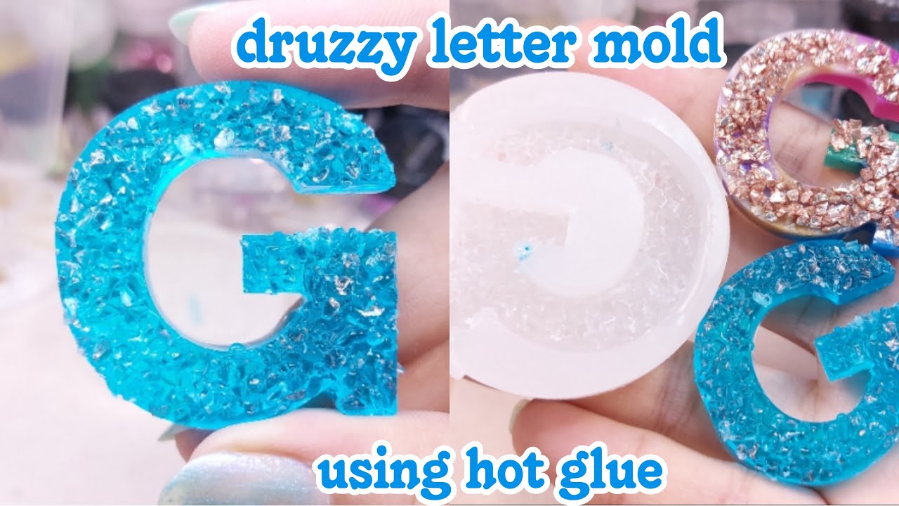i made druzzy letter mold using hot glue • Resin art • resin for beginners • resin diy • resin craft