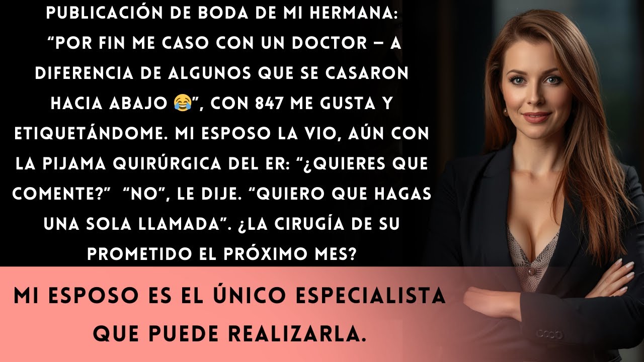 La publicación de boda de mi hermana decía:“Por fin me caso hacia arriba, a diferencia de algunas...