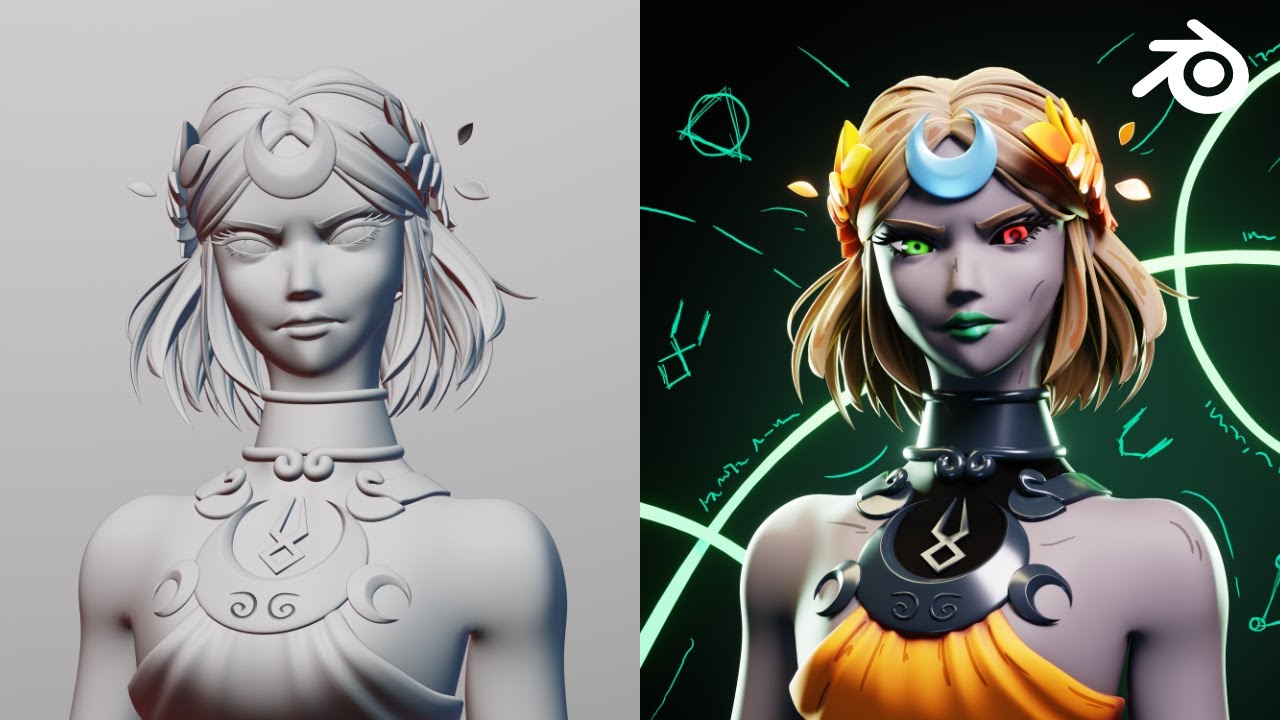 Blender Melinoë Character 3D Modeling Timelapse