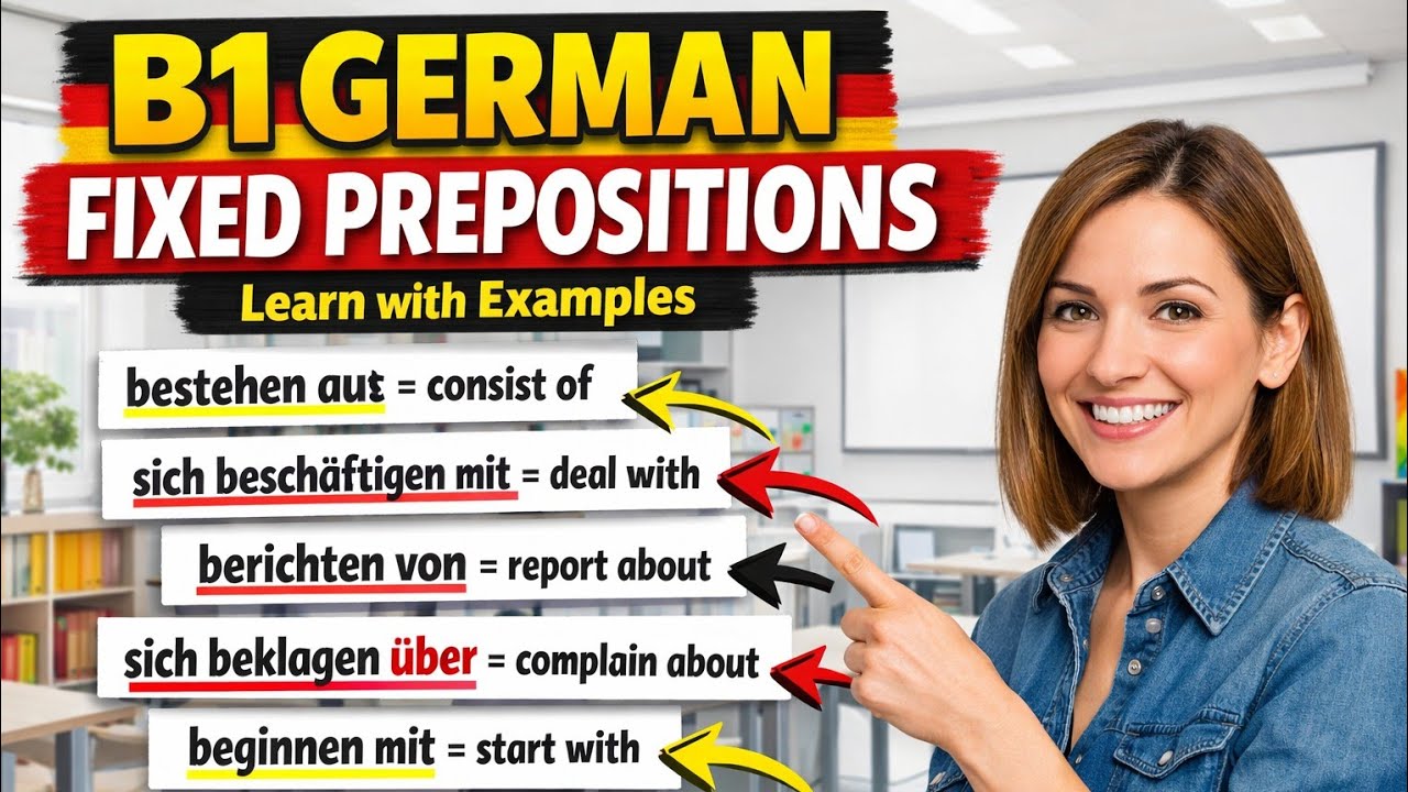 Learn German B1 Prepositions with Verbs | Fixed Prepositions + Examples (German to English)