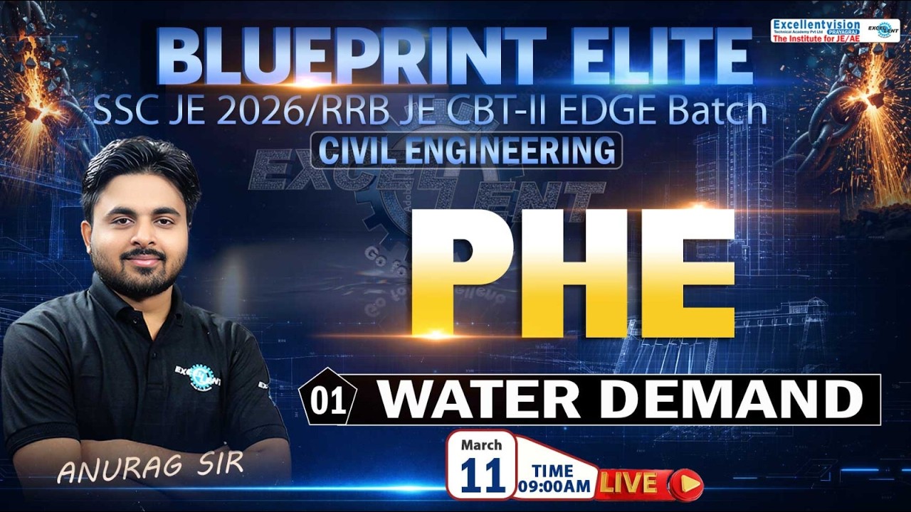 L-01 ||Water Demand || PHE ||SSC JE PRE 2026 /RRB JE CBT-02 || Practice batch #sscje #rrbje @09:00am