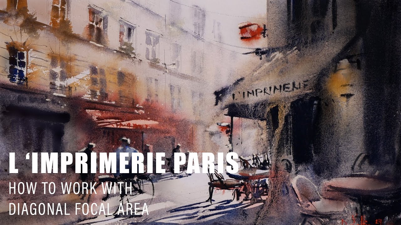 Loose Watercolor Painting Architecture Street in Paris L'Imprimerie