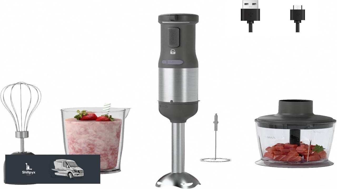 Cordless Immersion Hand Blender 5 in 1 Variable Speed blender handheld Rechargeable