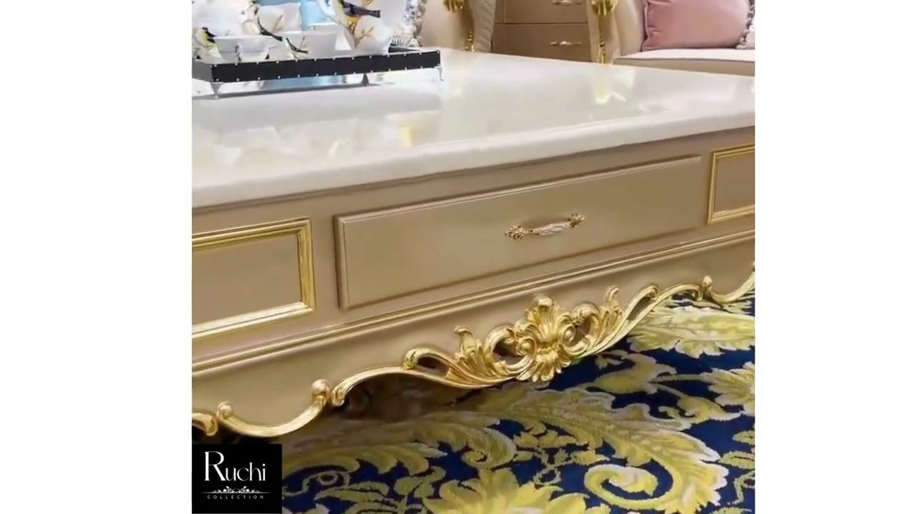 European Marble Top Coffee Table With Storage | Ruchi Collection Product ID:- SQ109