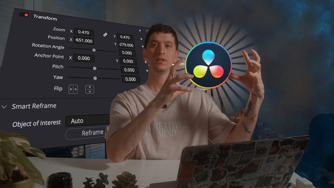 Как легко сделать ТРЕКИНГ в DaVinci | Smart Reframe | #davinciresolvefree  #editing  #tips #video