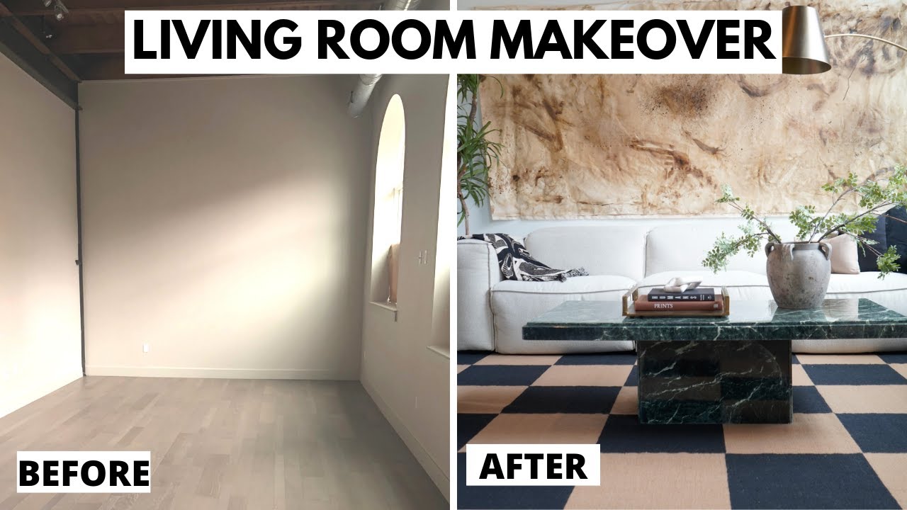 MODERN LUXURY LIVING ROOM MAKEOVER AND TOUR 2022 | DIY Art, FB Marketplace Marble Table, & New Sofa!