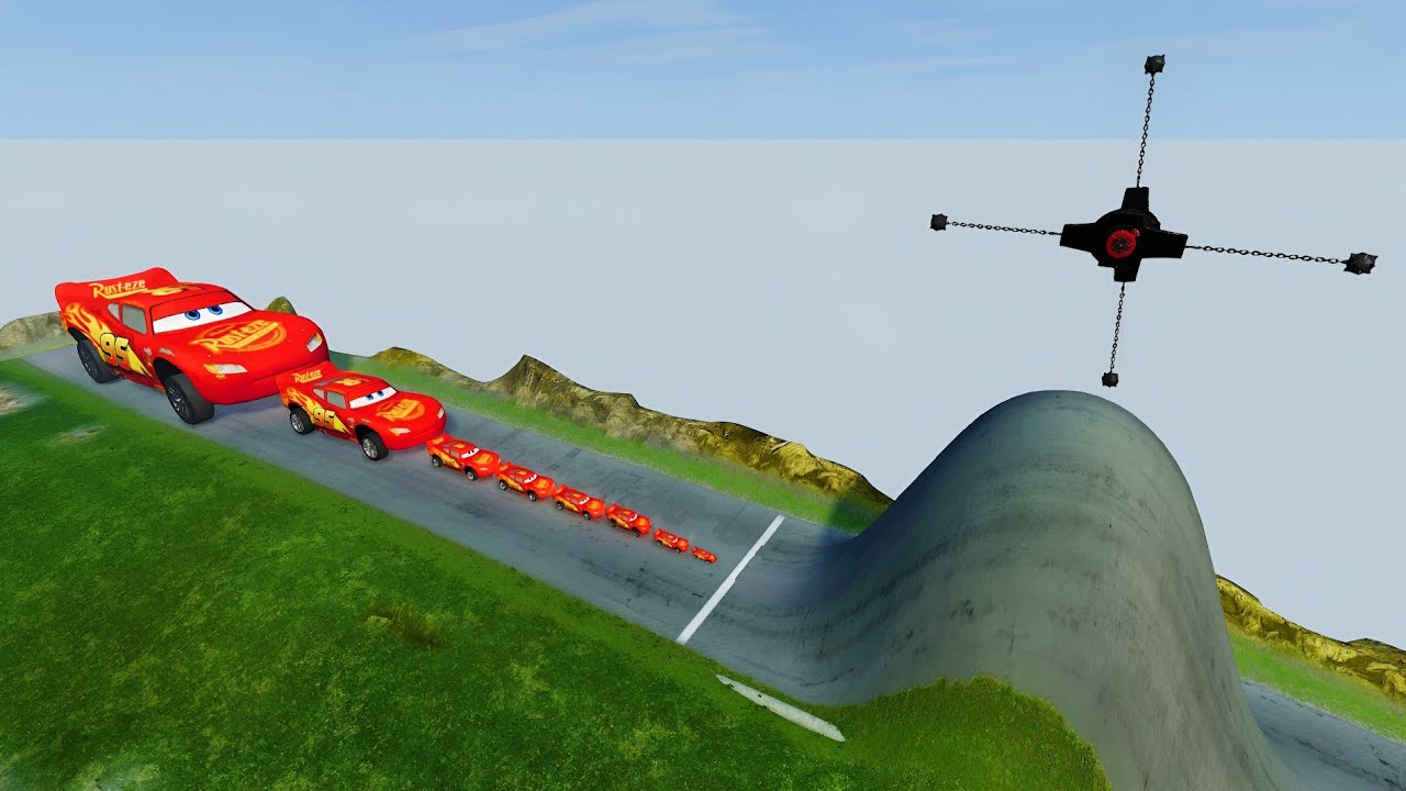Big & Small McQueen Cars vs Giant Bulge | Extreme Crash Challenge – BeamNG.drive
