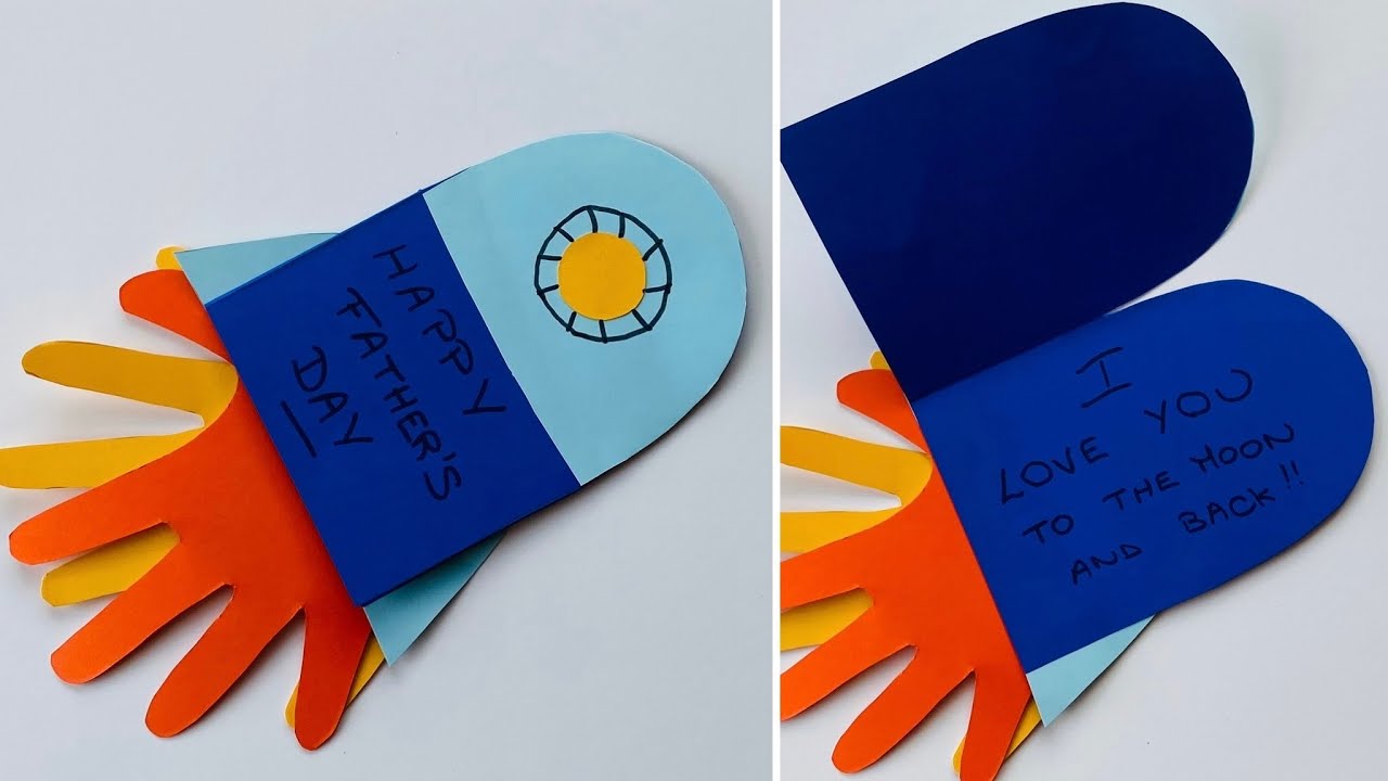 Easy Father's Day Rocket Card | How to make an easy handprint Father's day rocket card