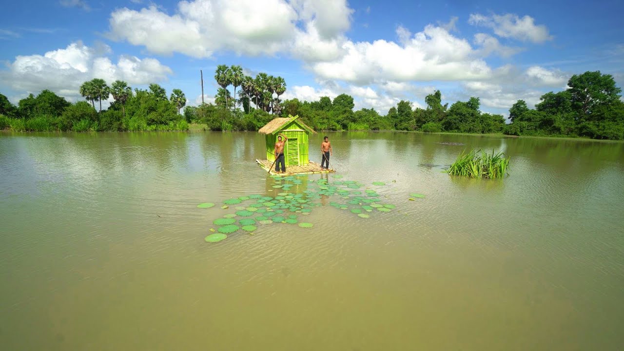 Building A Beautiful Boat House for Traveling and Relaxing Around Lake River