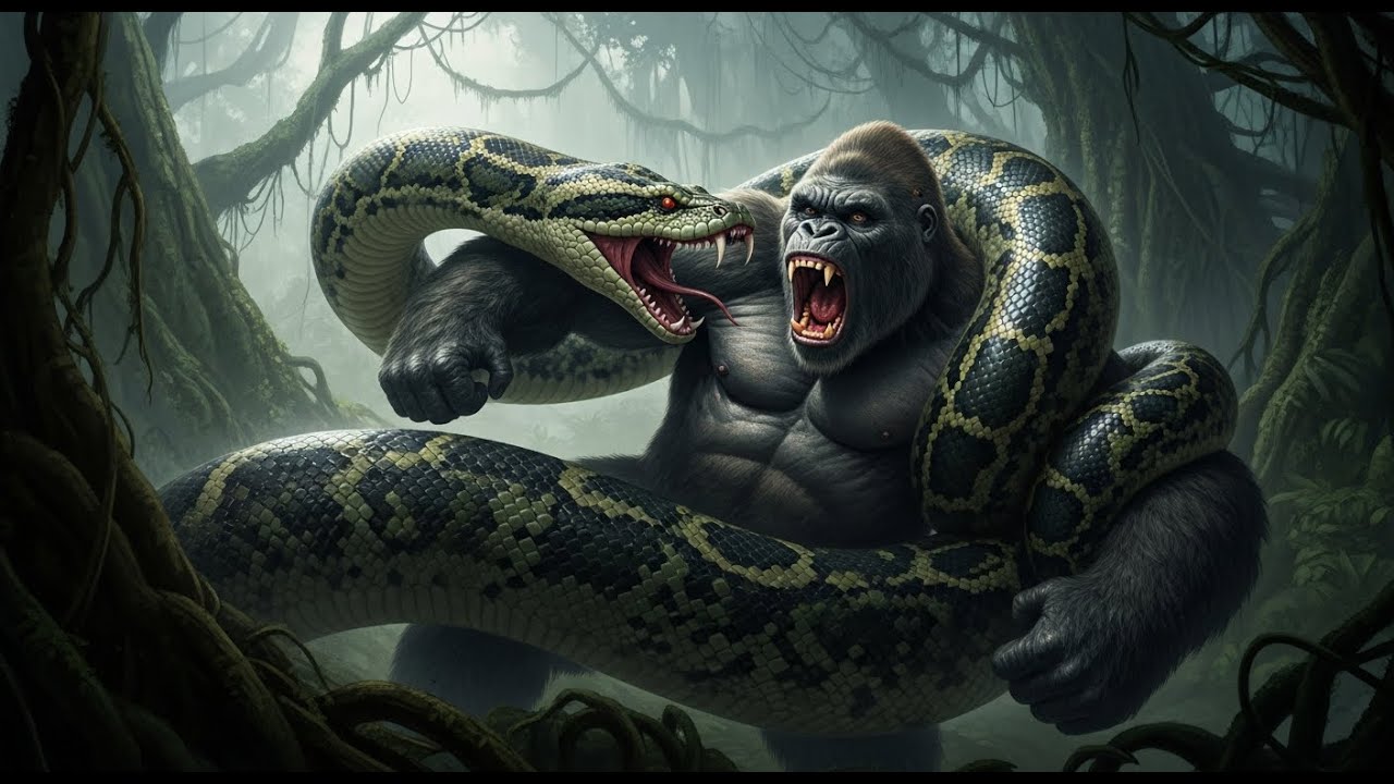King Kong vs  the Massive Python The Ultimate Jungle Showdown!