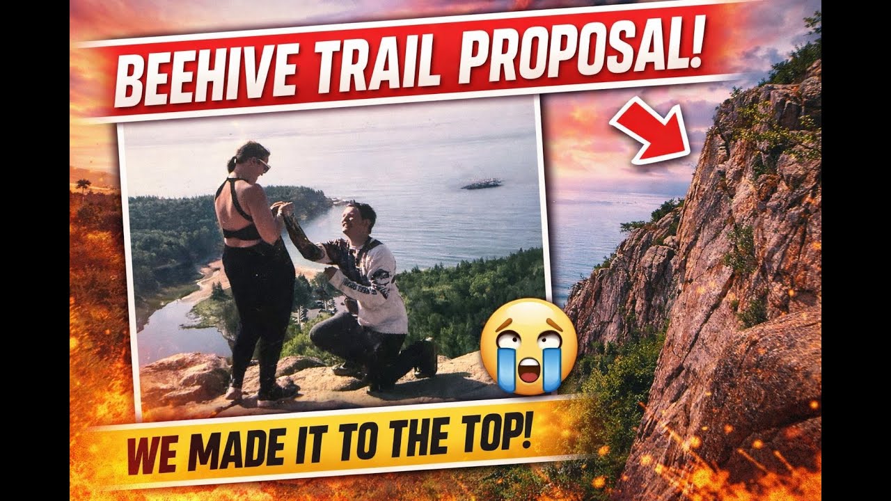 I proposed on the Most Dangerous Trail in Acadia National Park