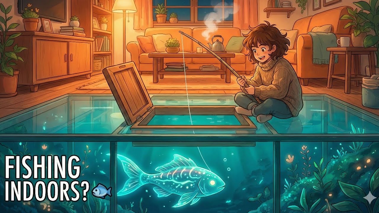 Fishing from the Living Room Floor | A Day in the Glass House on the Lake 🐟. ASMR