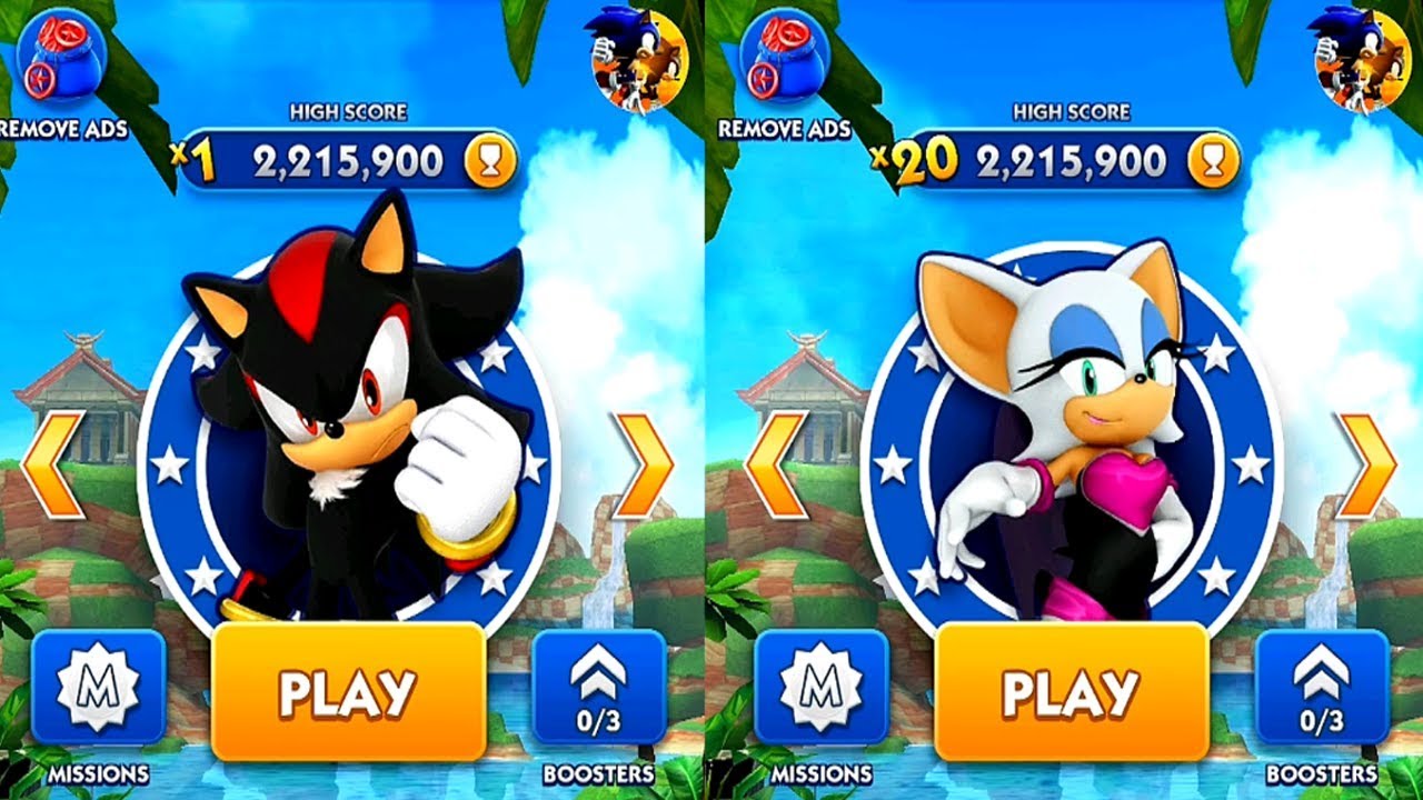 Sonic Dash SHADOW VS ROUGE Android iPad iOS Gameplay HD