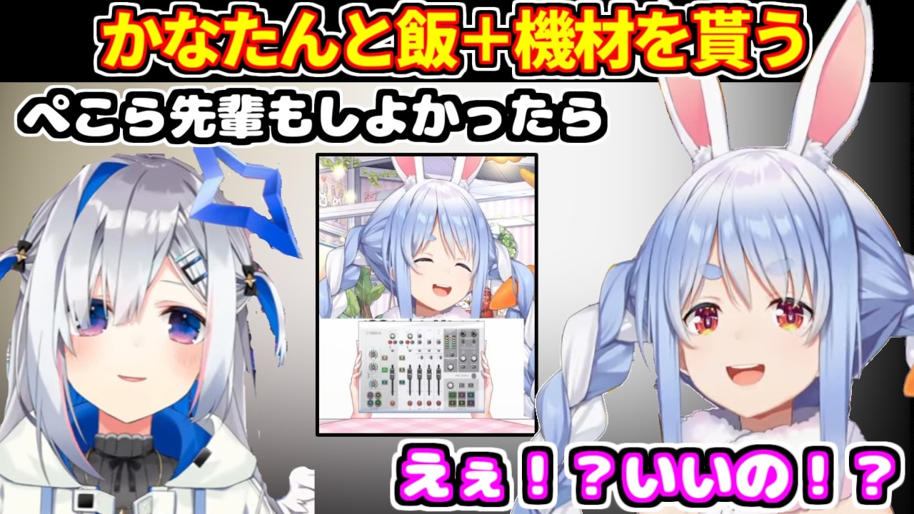ぺこらがかなたんとご飯を食べに行き、高級機材のAG08を貰って驚愕＋ジビエ料理について【ホロライブ切り抜き/兎田ぺこら/天音かなた】
