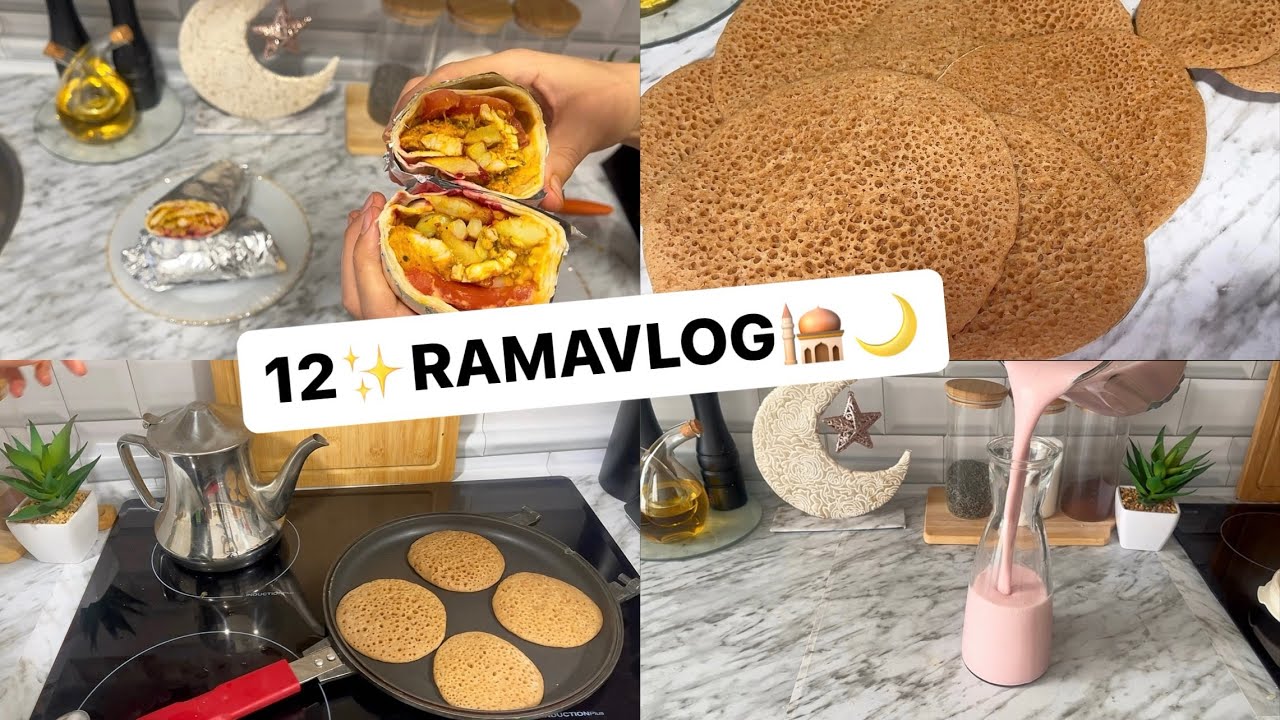 12°RAMAVLOG Baghrir 100% INTEGRALES ✅ shawarma ENSALADA DE PASTA y Batido con REMOLACHA😋