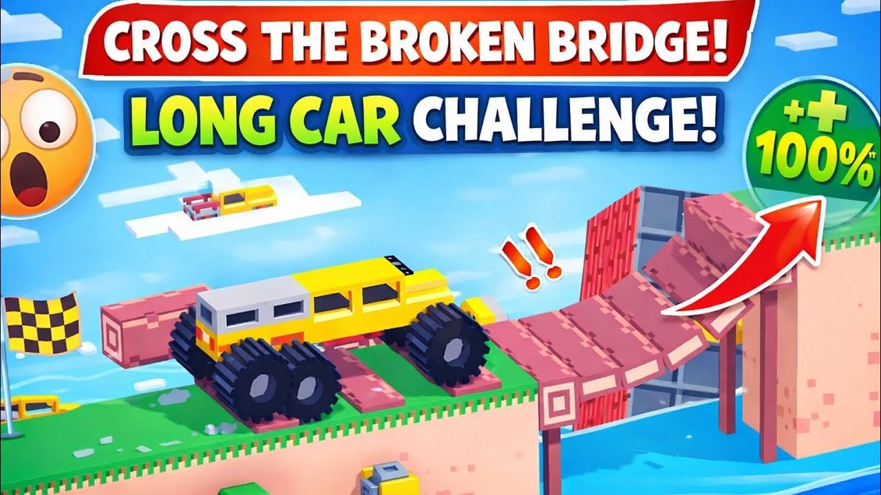 Long Car vs Broken Bridge Challenge! Can It Cross? 😱