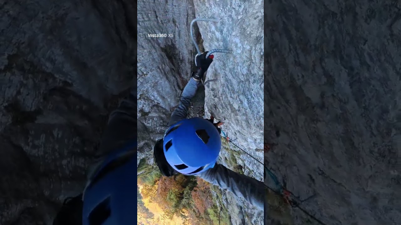 Struggling on via ferrata Signora delle acque