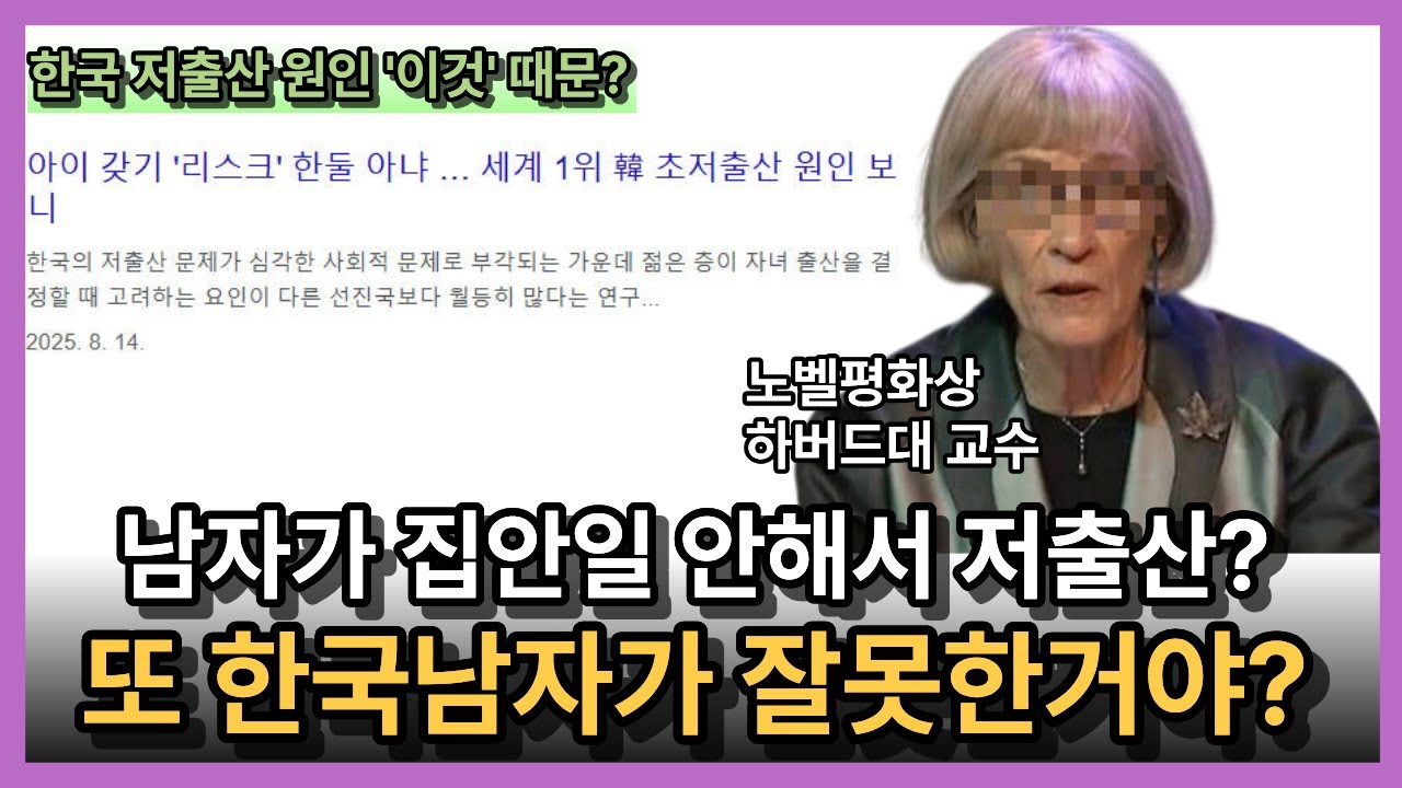 한국 저출산이 왜 한국남자 탓인가? 안그래도 서러운데 억울하게 만들지좀마라...