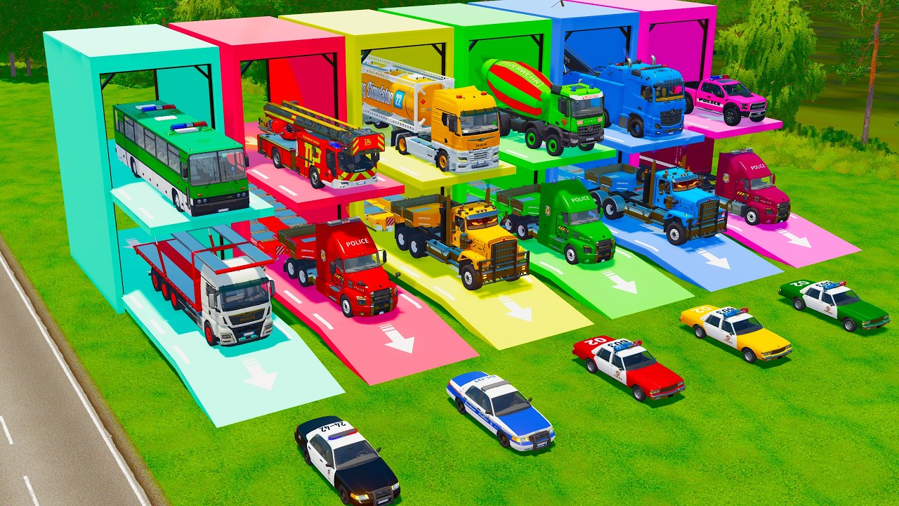 ALL EMERGENCY AND RESCUE VEHICLES, POLICE CARS, TANK TRUCK, BUS TRANSPORT TO GARAGE - FS22