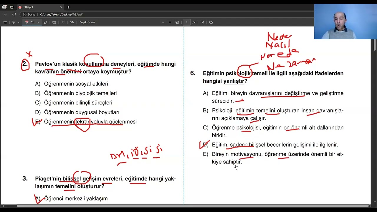 Eğitimin Psikolojik ve Sosyal Temelleri Soru Çözümü, Program Geliştirme Uzmanı Mehmet KIRLANGIÇ