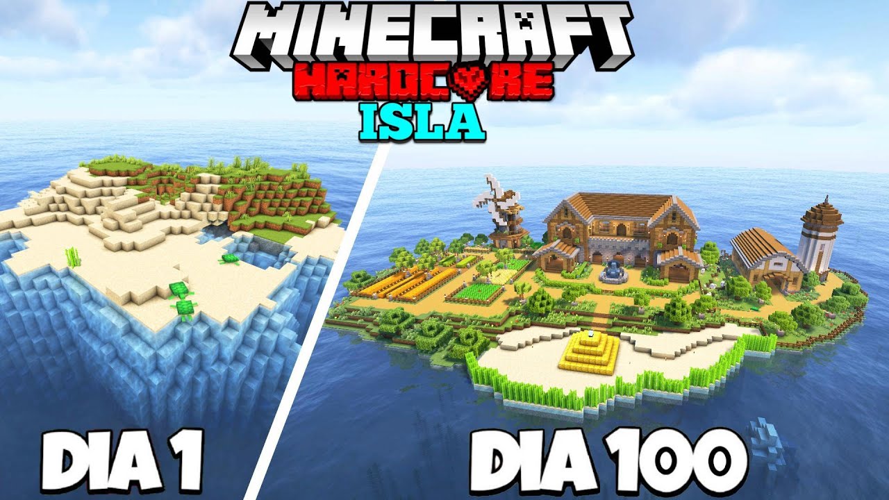 SOBREVIV&Iacute; 100 d&iacute;as en una ISLA DESIERTA en Minecraft Hardcore
