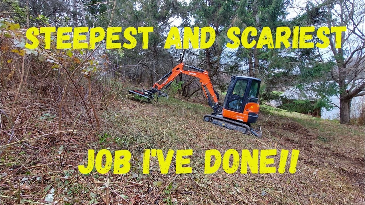 STEEP Brush Cutting Job With Mini Excavator!