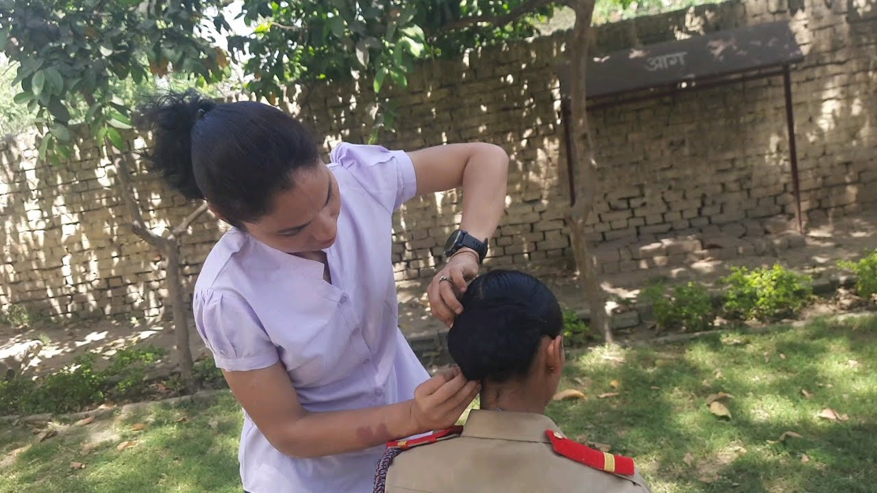 How to make Figure of 8 : Correct way to wear hair by NCC Girl Cadets