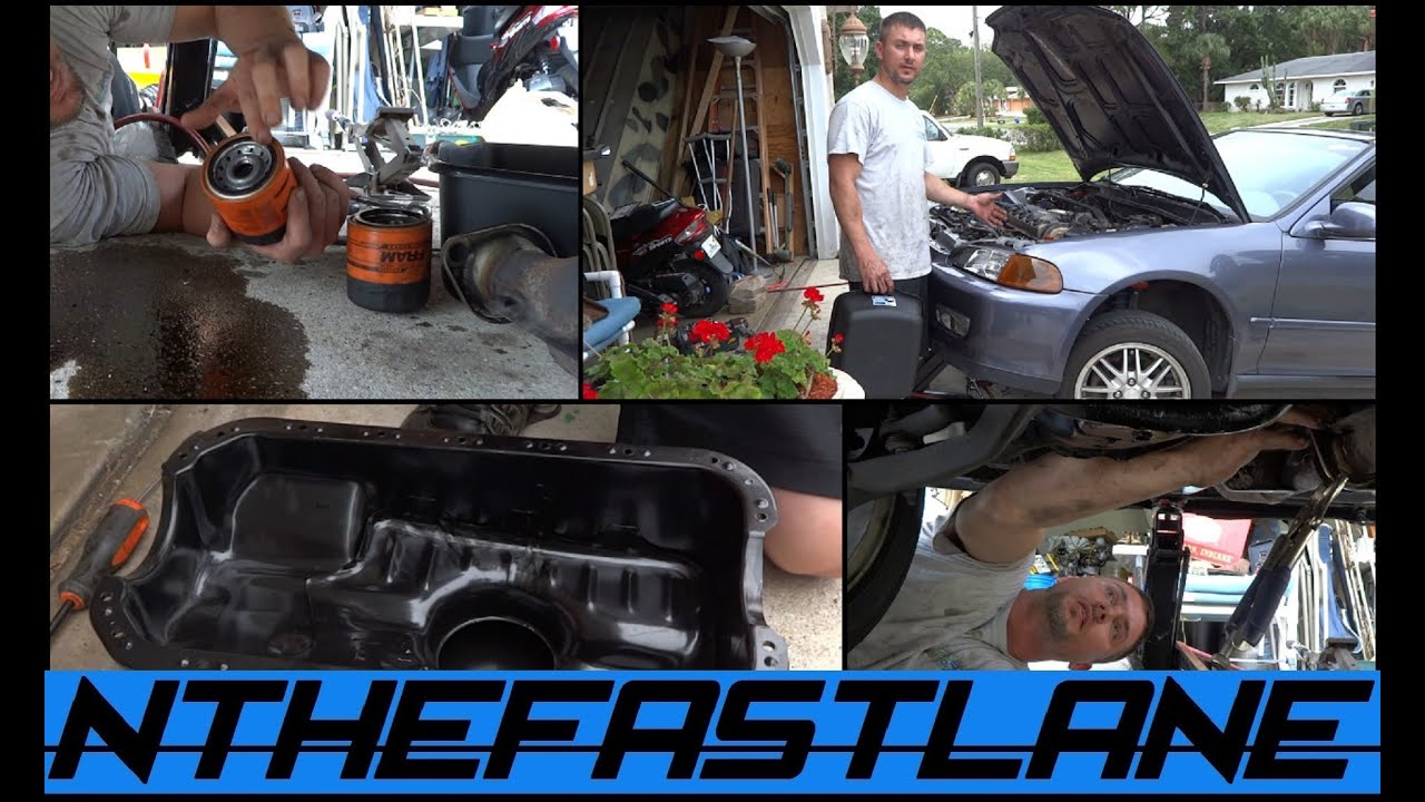 Replacing Honda Civic 92-00 Oil Pan Gasket,Changing The Filter & Sealing Exhaust System