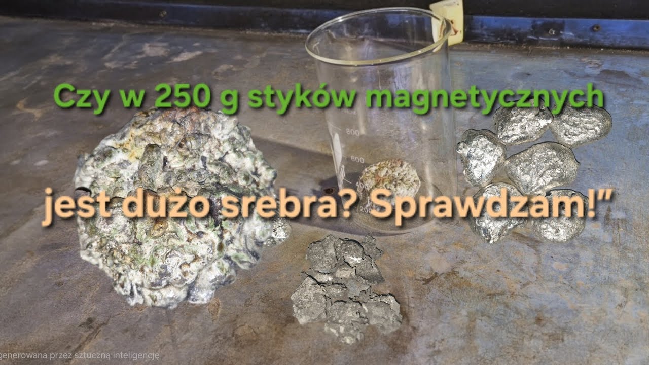 „Eksperyment: Rafinacja 250 g styków magnetycznych VS odzysk srebra!” stopione styki 