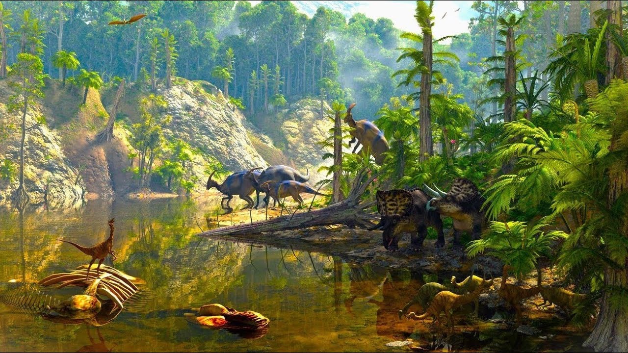 Prehistoric Swamp Jungle Ambience | Dinosaurs noises Jurassic | ASMR