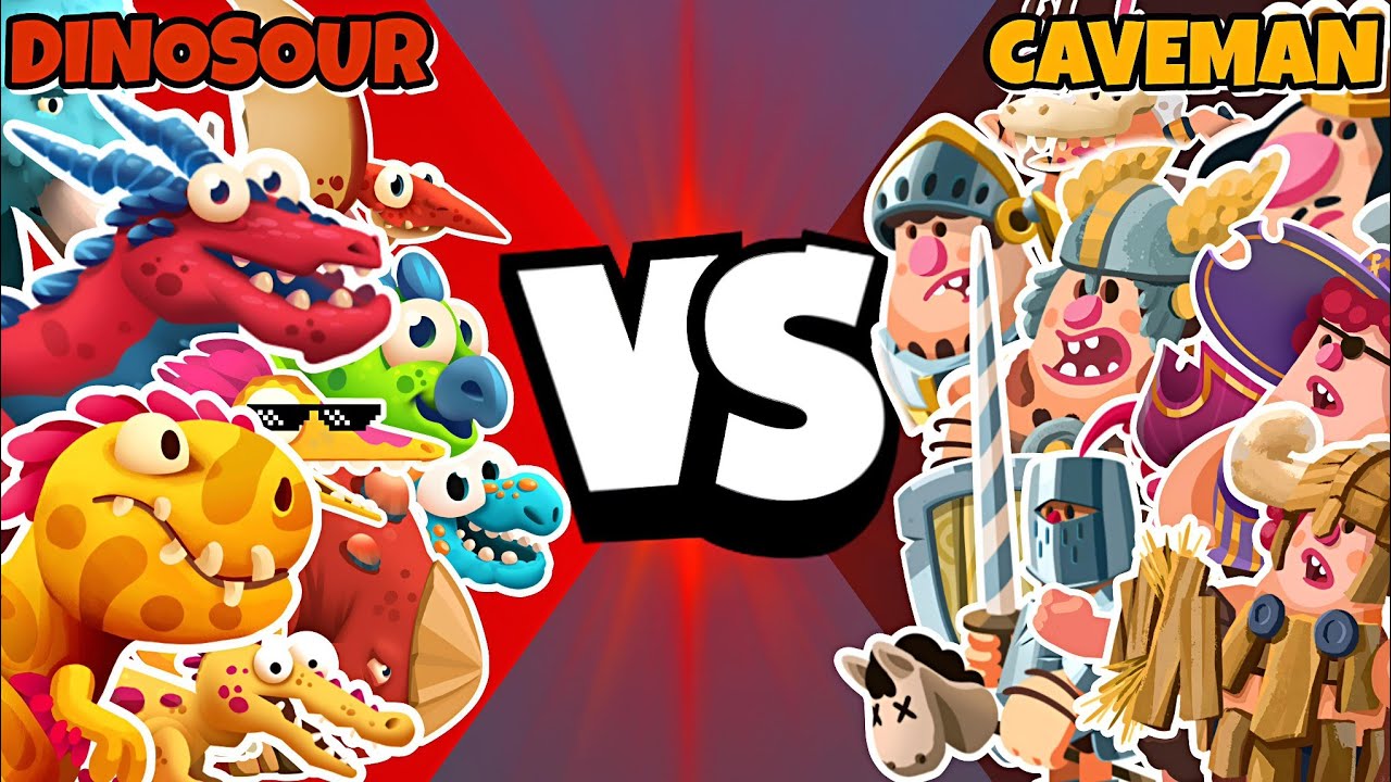 DINOSOUR vs CAVEMEN Who is The Most Powerful ? Dino bash 2