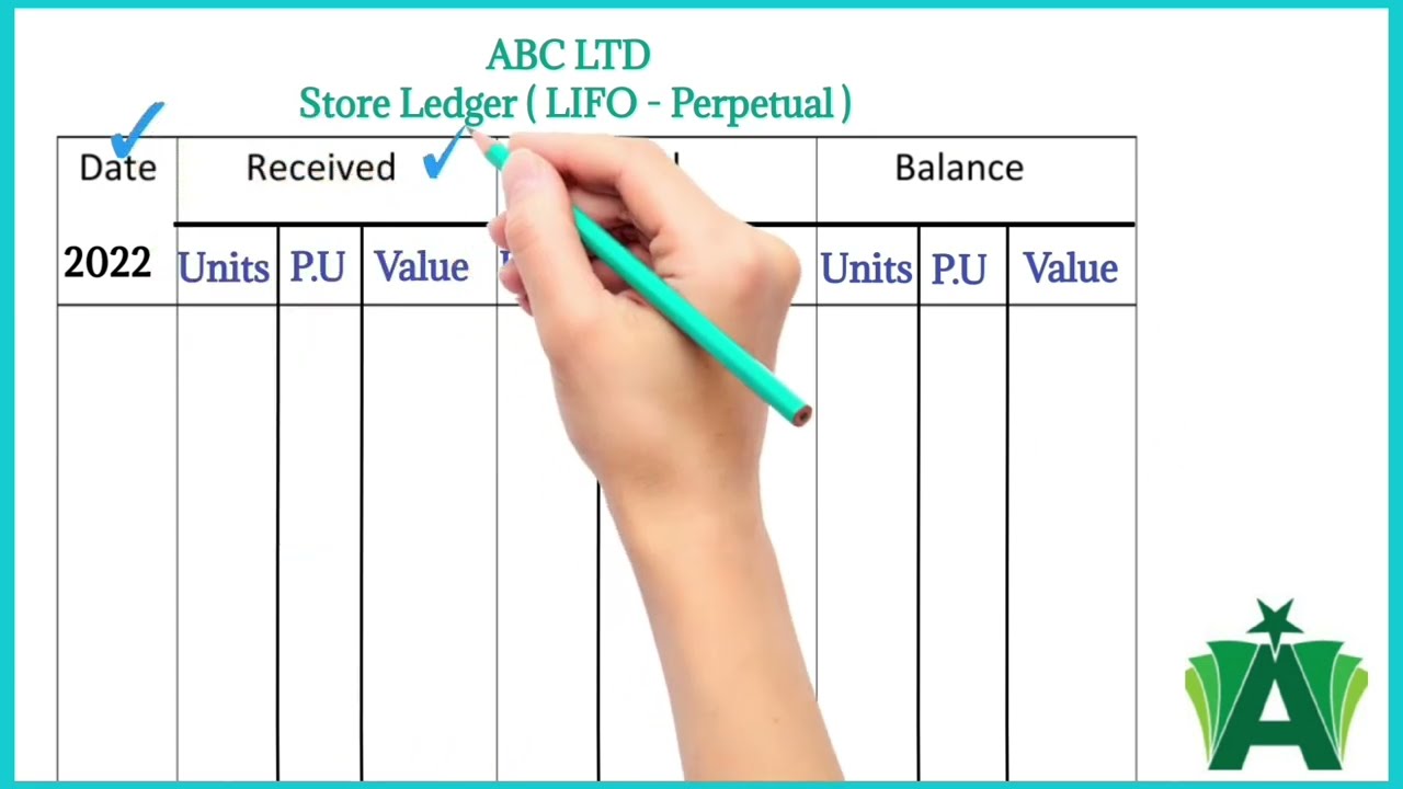 Lifo method ( Last in first out ) Store ledger account - Perpetual