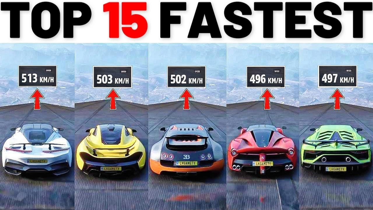 TOP 15 FASTEST HYPERCARS IN FORZA HORIZON 5 | EXTREMELY DOWNHILL TOP SPEED