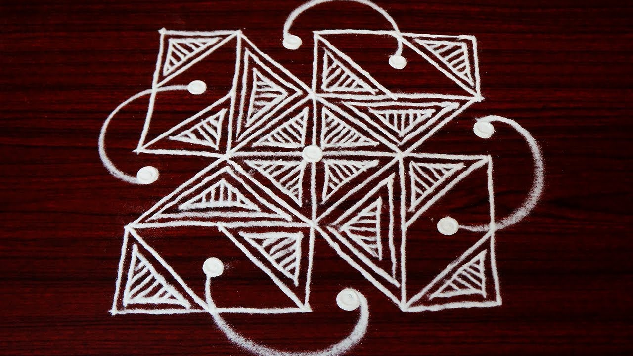 simple and easy rangoli designs with 5x5 dots - beautiful kolams - muggulu latest designs