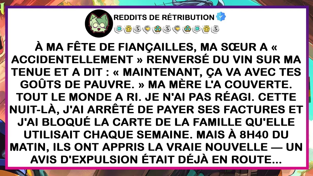 À ma fête de fiançailles, ma sœur a « accidentellement » renversé du vin sur ma tenue et a dit...