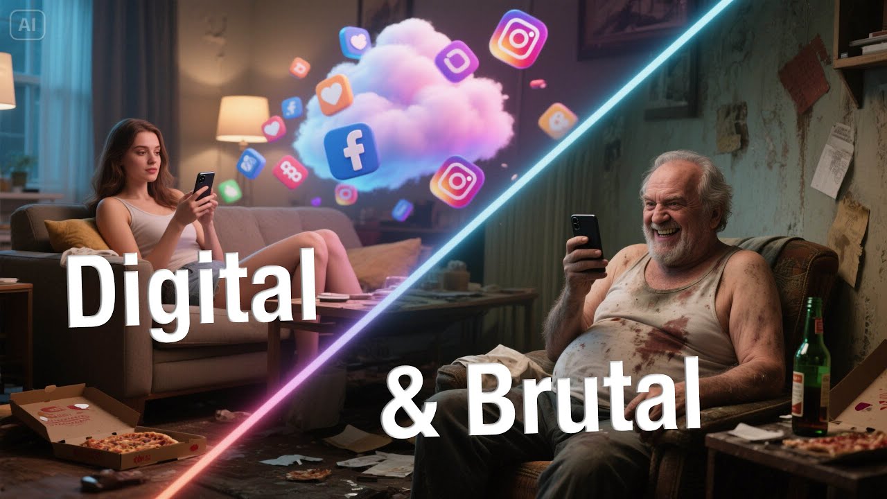 Hochglanz-Eitelkeit (Die dunkle Seite von Social Media) von ChillSlothAiVibes - Digital & Brutal