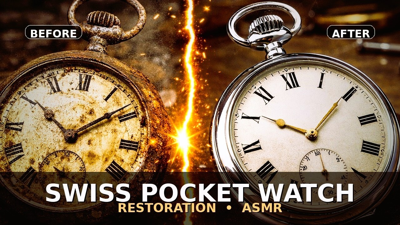 Восстановление забытых швейцарских карманных часов (полный разбор + очистка + восстановление) | АСМР