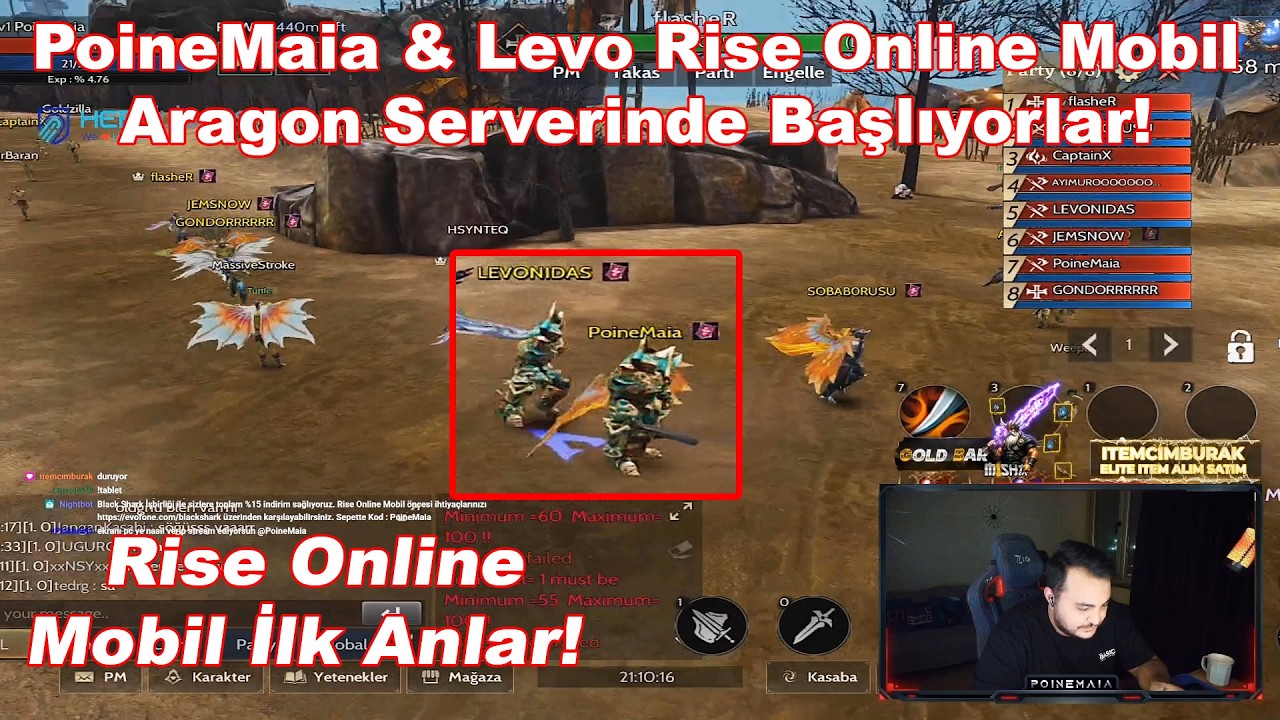 PoineMaia & Levo - Rise Online Mobil Aragon Serverinde Başlıyorlar! Muhteşem Kalabalık | Rise Online