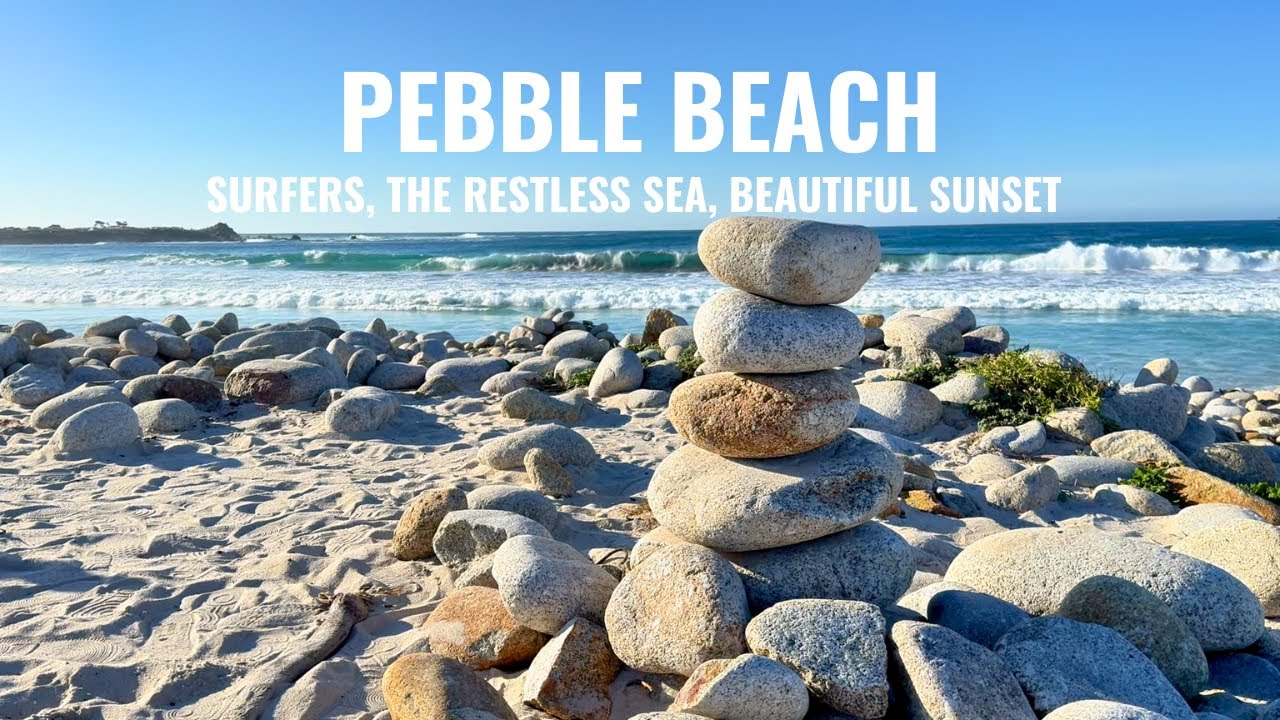 [4K] Pebble Beach - 17 Mile Drive - Surfers, the Restless Sea, and a Beautiful Sunset